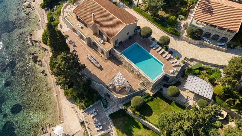 Seafront Oasis: Dual Villa Estate in Benitses, Central Corfu